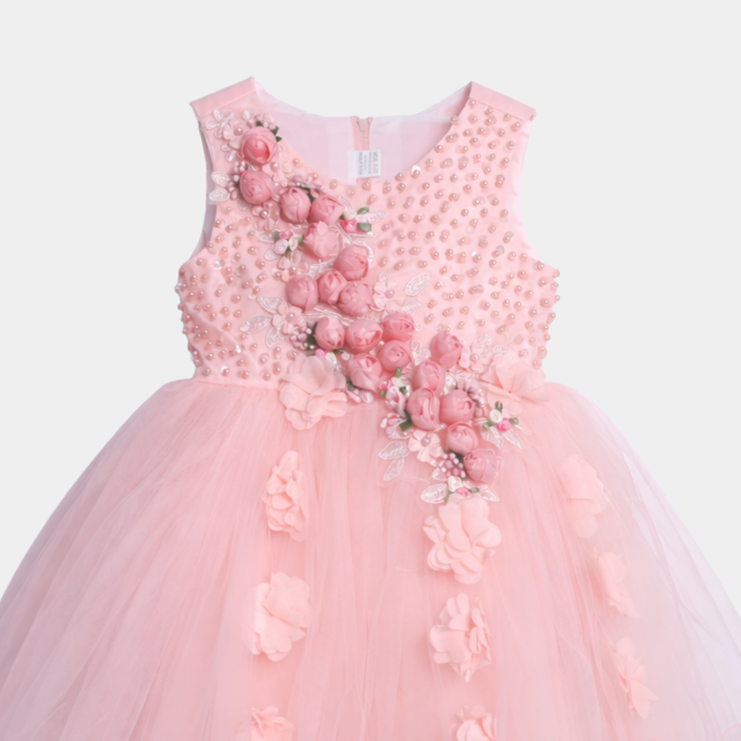 Girls Floral Party Frock – Net Flare Style