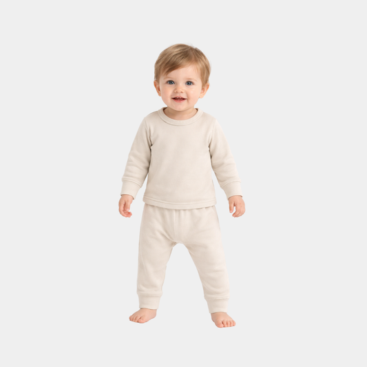 Kids Off-White Thermal Suit – Soft Winter Two-Piece Set