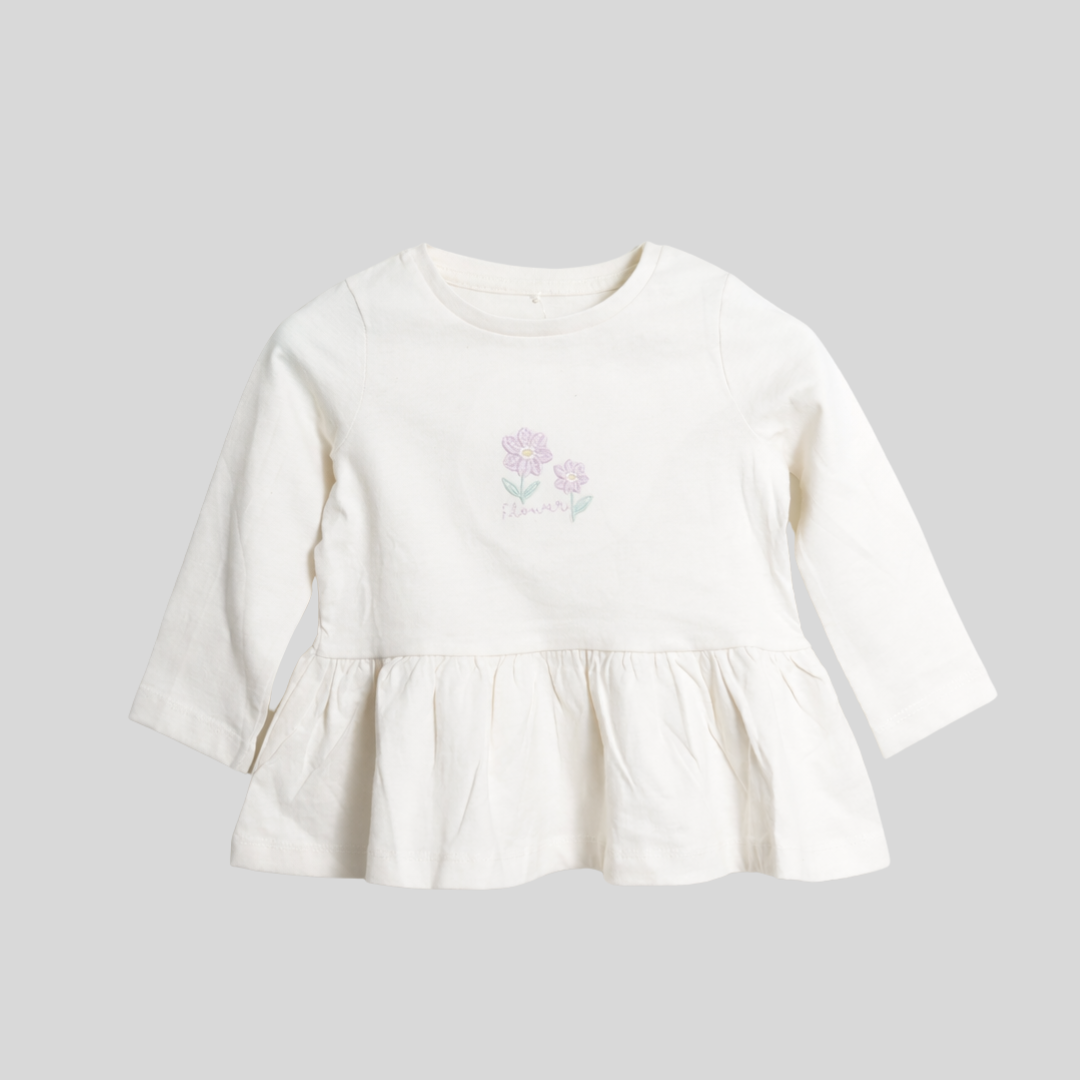 Girls Floral Peplum Long Sleeve Top