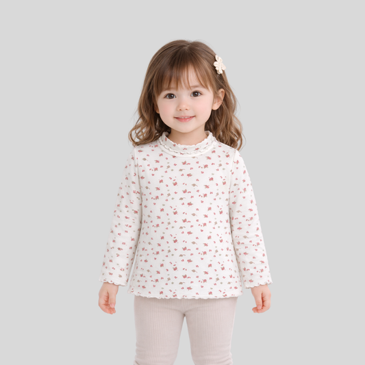 Floral Print Soft Neck Full-Sleeve Top