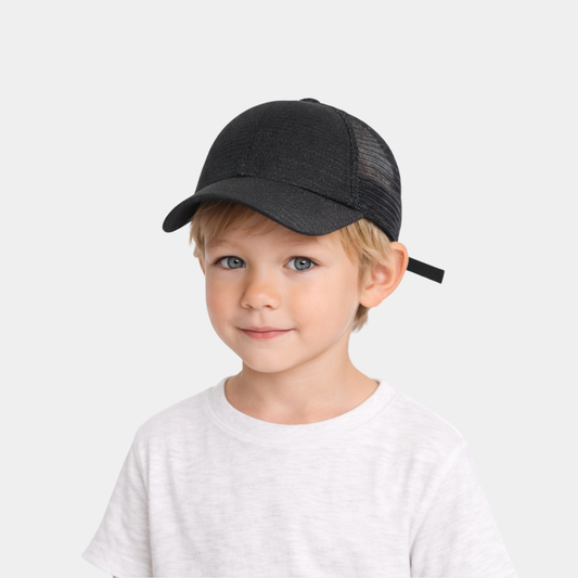 KIDKO Kids Black Glitter Mesh Cap