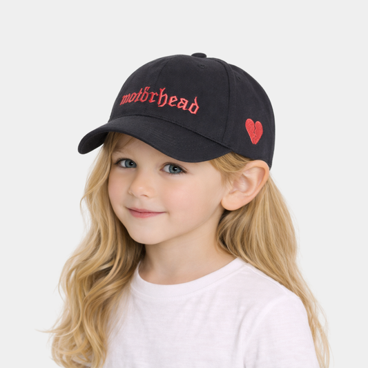 KIDKO Black “Motorhead” Embroidered Cap for Kids