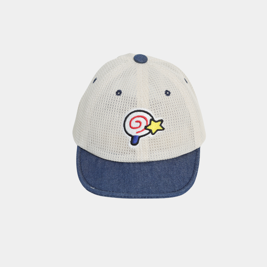 KIDKO Candy Star Mesh Baseball Cap for Kids – Cream & Blue