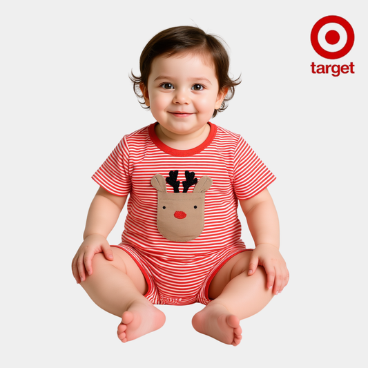 Baby Organic Cotton Bodysuit – Red christmas Reindeer