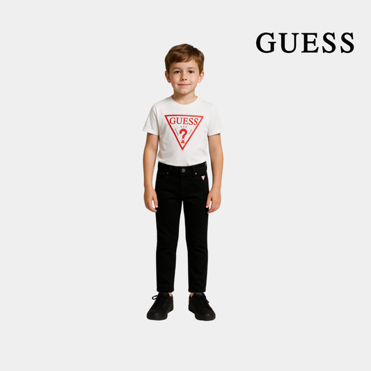 Boys Black Denim Straight Pants – Black