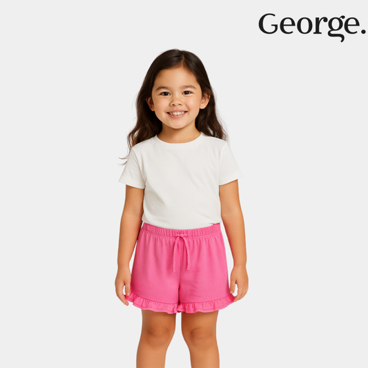 Baby Girls Organic Cotton Shorts - Coral Pink Color