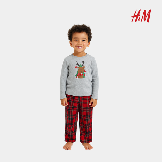 Boys Checkered Cotton Trouser - Red Color