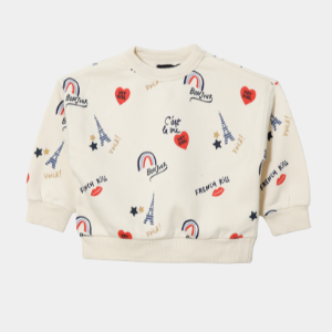 Boys Cream Paris Doodle Print Sweatshirt
