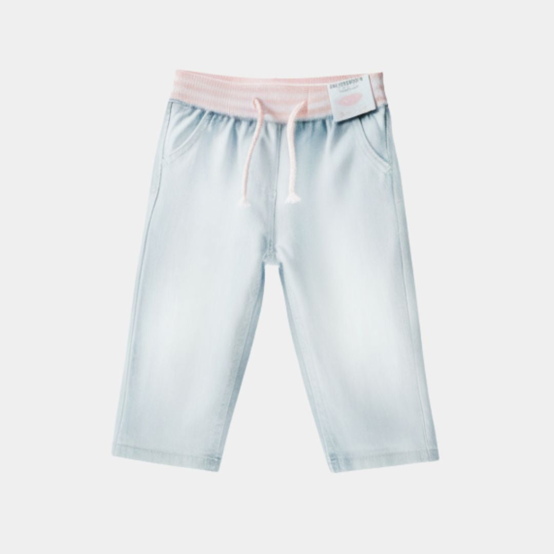 Girls Light Blue Soft Drawstring Jogger Pants