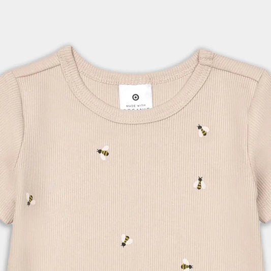 Baby Organic Cotton Bodysuit – Bee Print - KIDKO