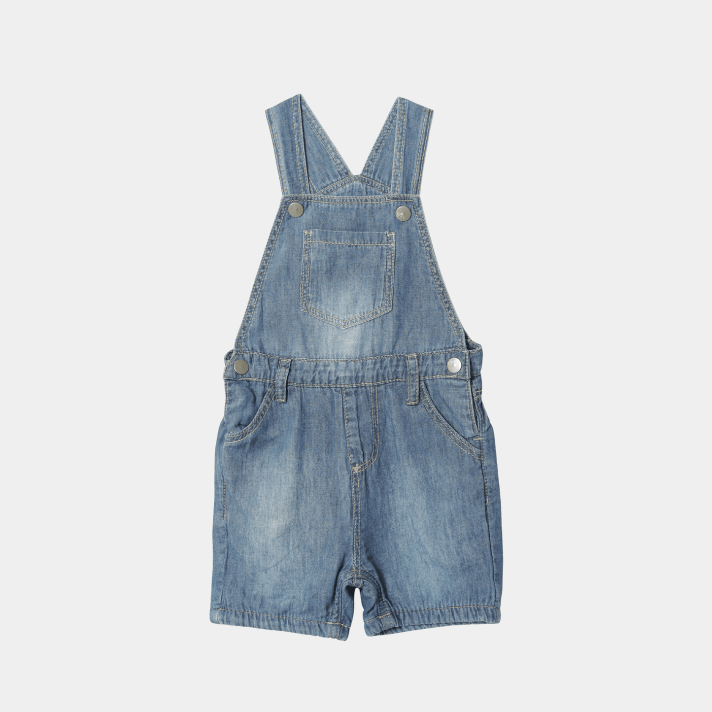 Boys Strappy Denim Dungarees – Blue - KIDKO