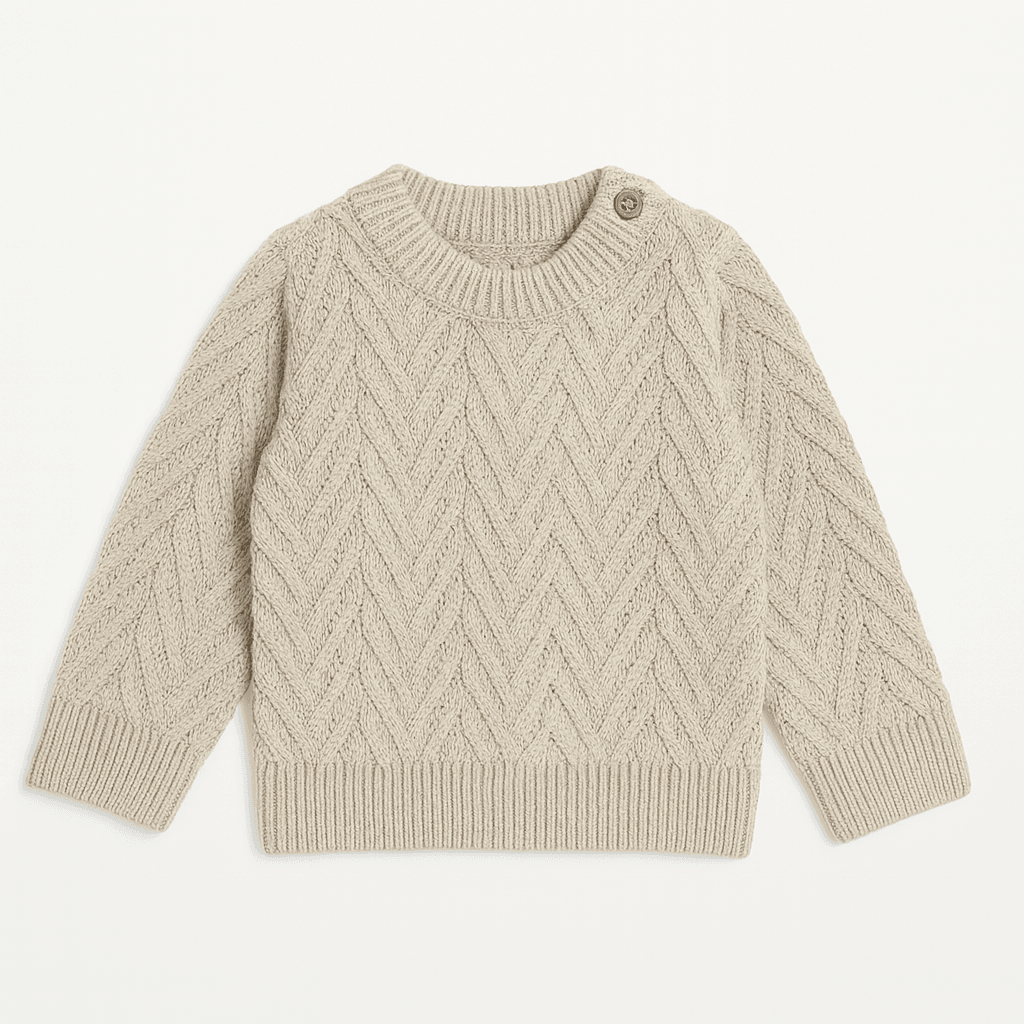 Boys Knitted Wool Sweater – Cream - KIDKO