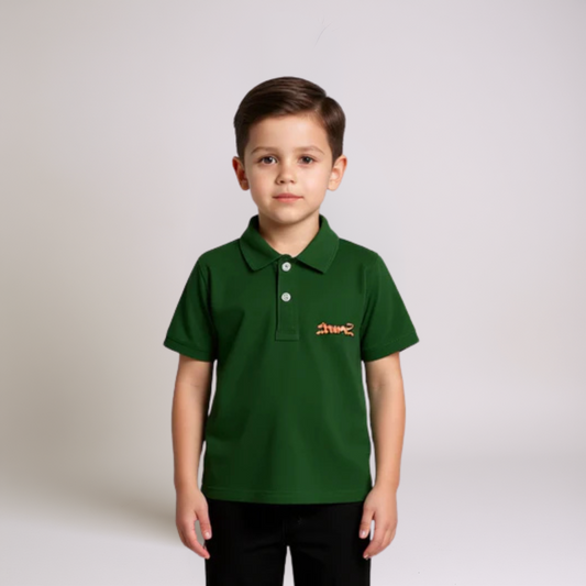 Boys Green Polo Shirt - Leopard