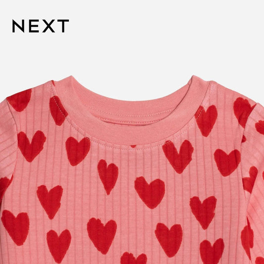 Girls’ Organic Cotton Shirt – Pink with Heart Print - KIDKO