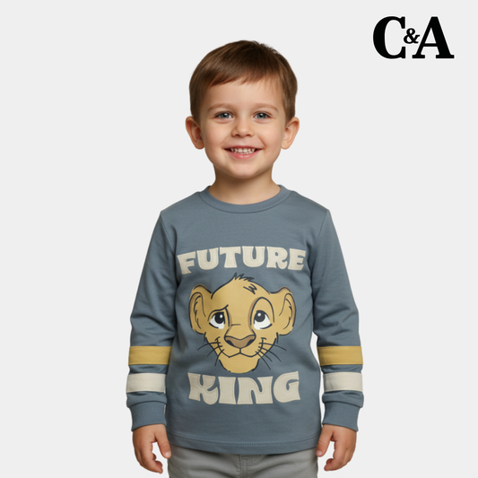 Boys Sweatshirt – Blue "Future King" Lion Print