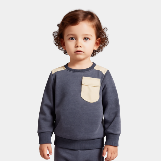 Boys Contrast Pocket Sweatshirt – Softy & Warmy
