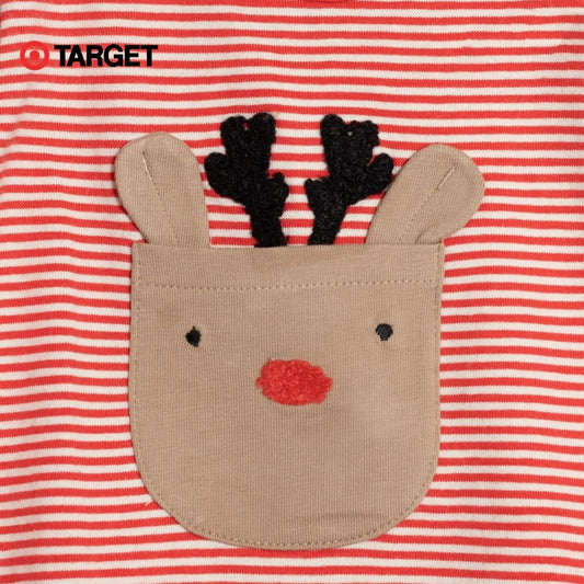 Baby Organic Cotton Bodysuit – Red christmas Reindeer - KIDKO