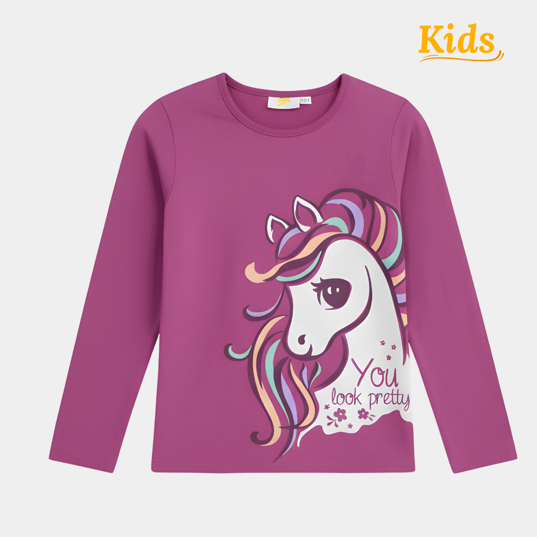 Full-Sleeves Unicorn Print Shirt – “You Look Pretty” Design