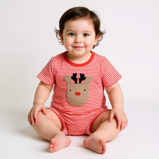Baby Organic Cotton Bodysuit – Red christmas Reindeer