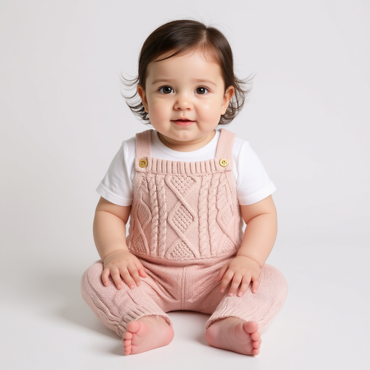 Girls Knitted Romper – Pink