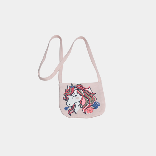 Girls’ Unicorn Print Crossbody Bag – Soft Pink