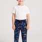 Boys Printed Cotton Trousers - Dark Blue Color