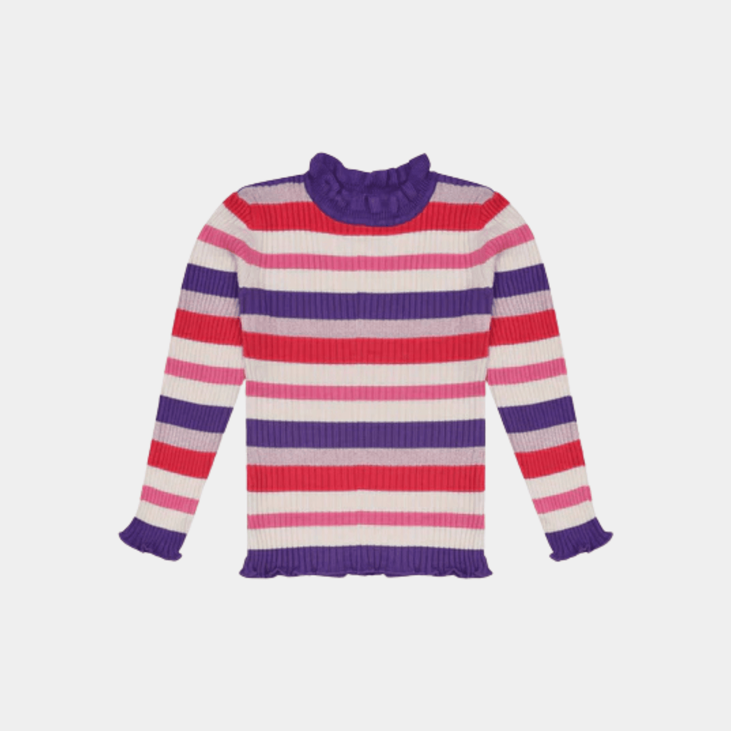 Girls Knitted Sweater – Colorful Lining Design - KIDKO