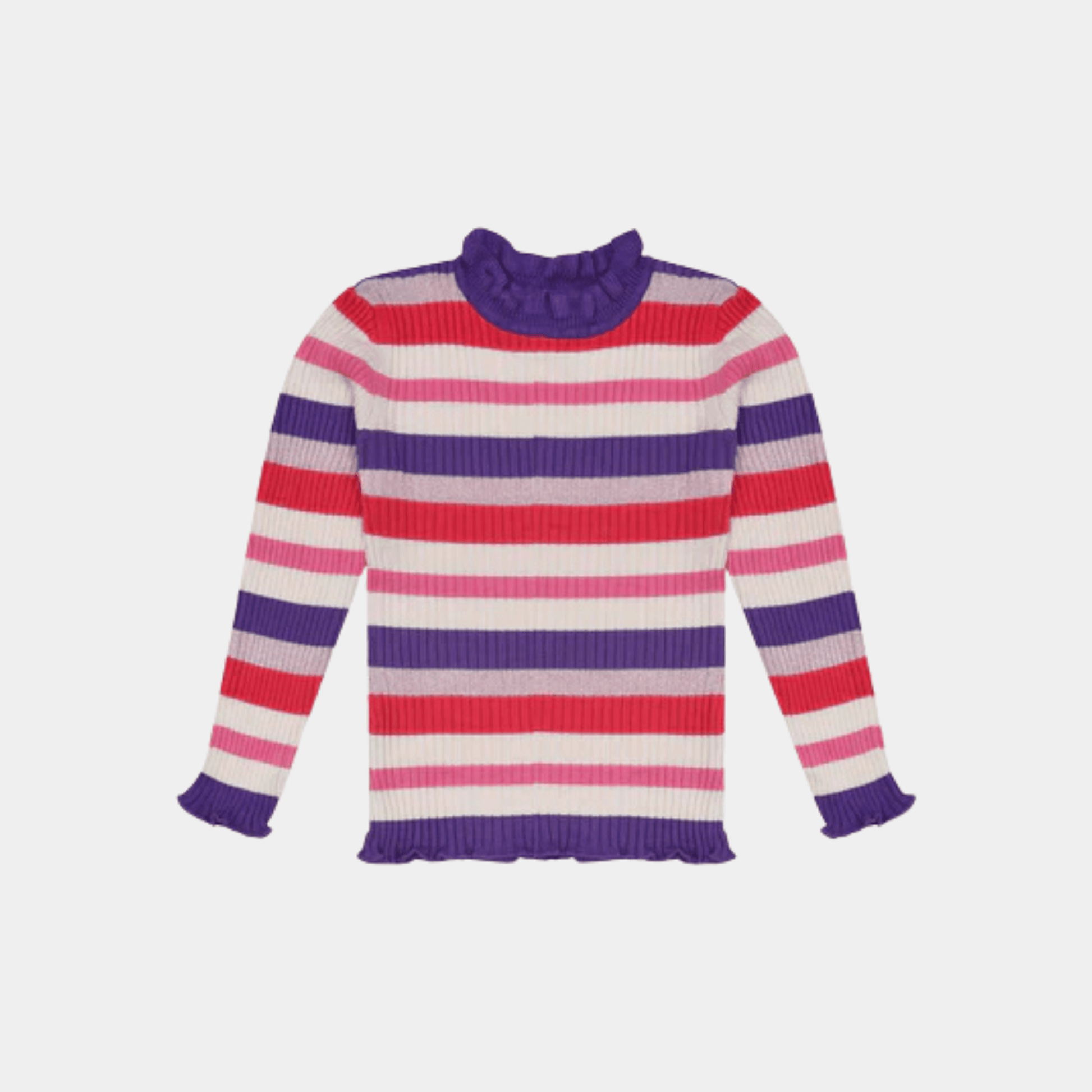 Girls Knitted Sweater – Colorful Lining Design - KIDKO