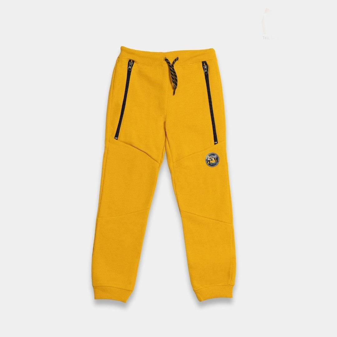 Boys Cotton Trousers – Yellow with Side Zips - KIDKO
