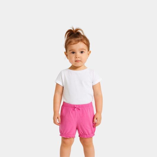 Baby Girls Cotton Shorts - Light Pink Color