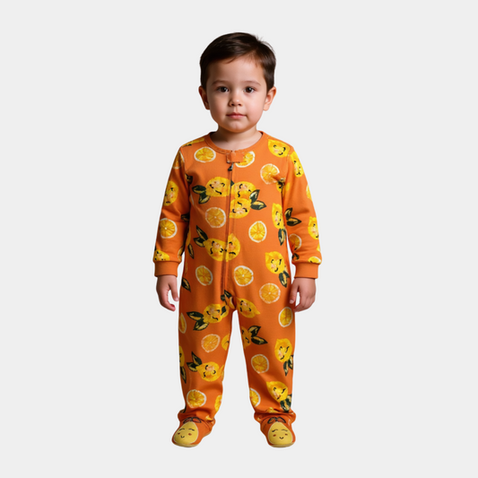 Baby Girl Snug Fit Sleepsuit – Orange Print