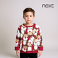 Boys Long Sleeve Christmas Top – Red with Reindeer Appliqué