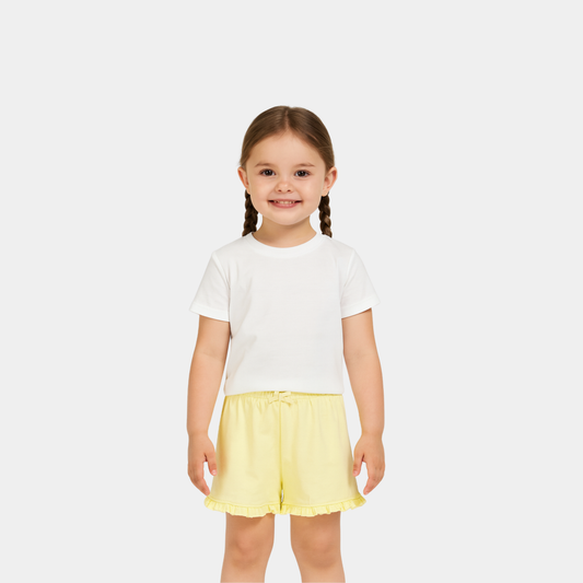 Baby Girls Cotton Pajama Shorts - Yellow Color