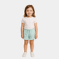 Baby Girls Linen-Look Cotton Shorts - Sea Green Color