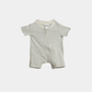 Newborn Striped Bodysuit Pajamas – Gray with Green Lining - KIDKO