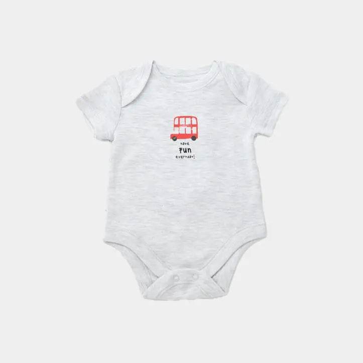 Baby Boys’ Bodysuit – Red Bus Print - KIDKO