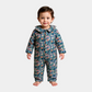Baby Unisex UPF Sun‑Safe Sleepsuit – Blue Floral Pattern, Full Sleeve