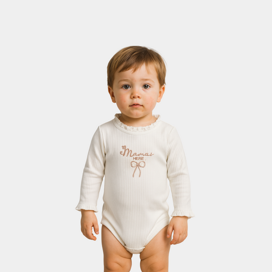 Baby Girls’ Organic Cotton Bodysuit – “Mama’s Mini” Embroidery