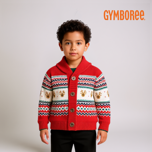 Unisex Christmas Sweater – Red Gingerbread Knitted Design