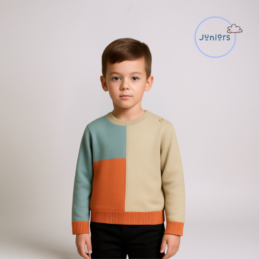 Boys Crew Neck Sweater – Multi Colour block