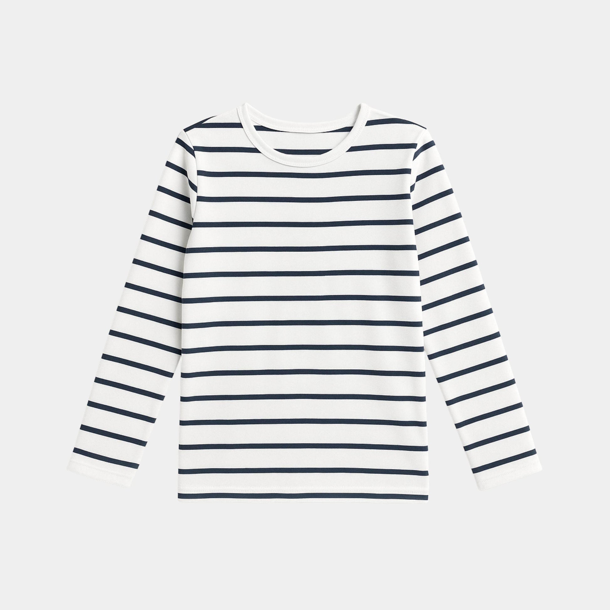 Boys Full Sleeve Striped Top – White with Black Stripes - KIDKO