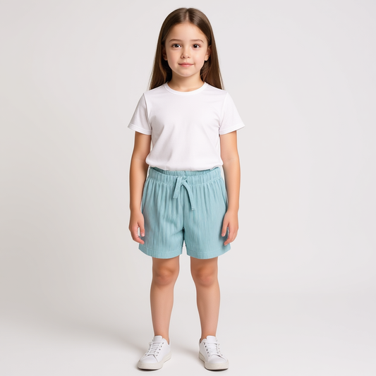 Girls Cotton Shorts – Sea Green