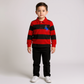 Boys  Full Sleeve polo Shirt - Red & Gray striped