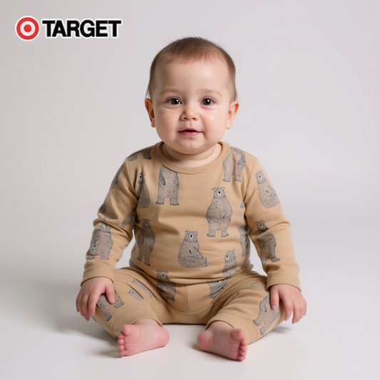 Baby Organic Cotton Bodysuit – Brown Bear Print