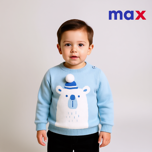 Baby Bear Appliqué Sweater – Sky Blue