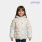 Girls White Floral Puffer Jacket with Soft Fur Lining
