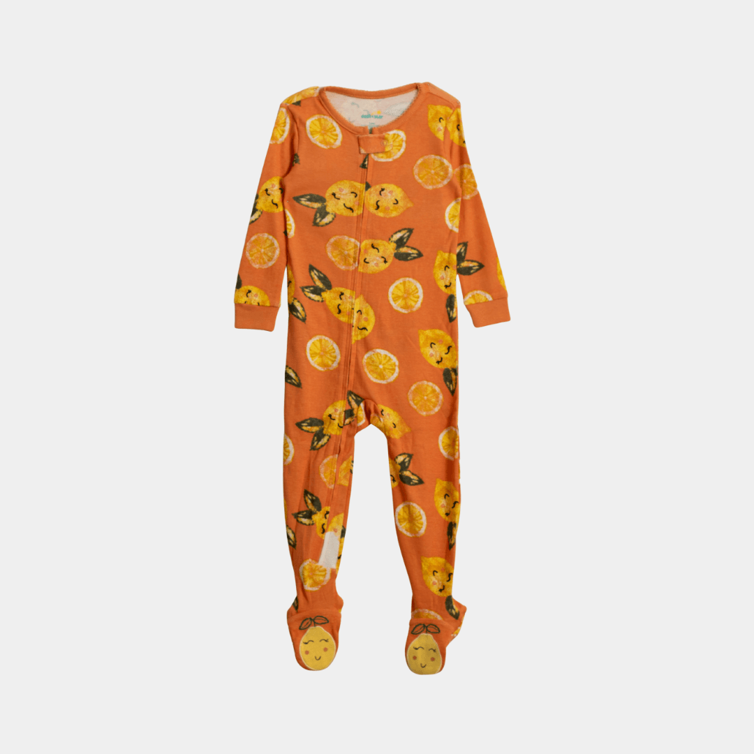Baby Girl Snug Fit Sleepsuit – Orange Print - KIDKO