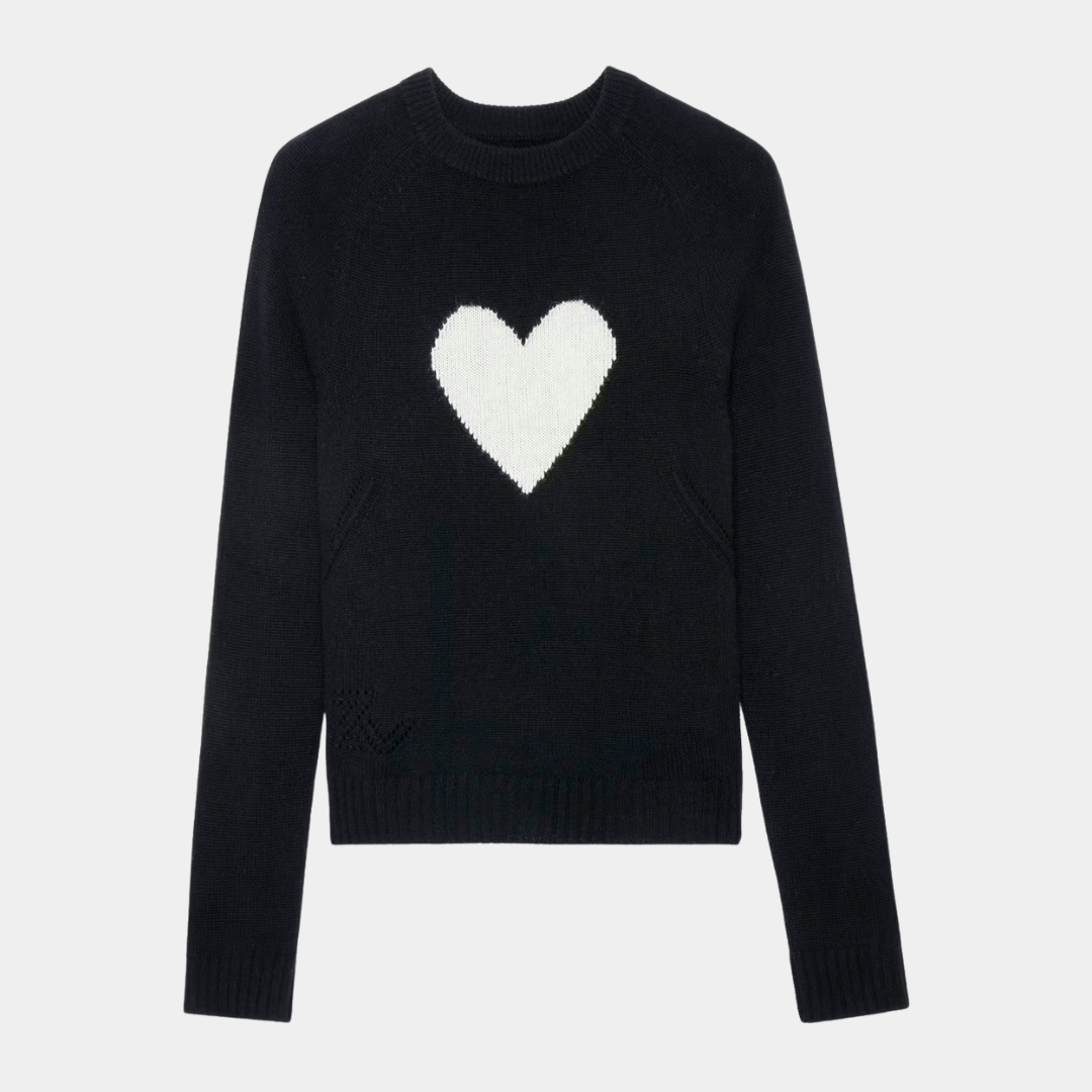 Cute Heart Knit Sweater  – Soft Winter Pullover