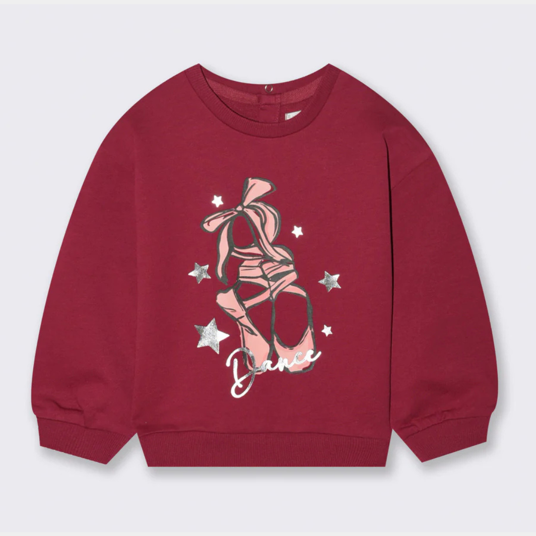 Girls Dance Print Sweatshirt – Maroon