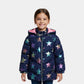 Girls Metallic Star Print Winter Puffer Jacket with Hood